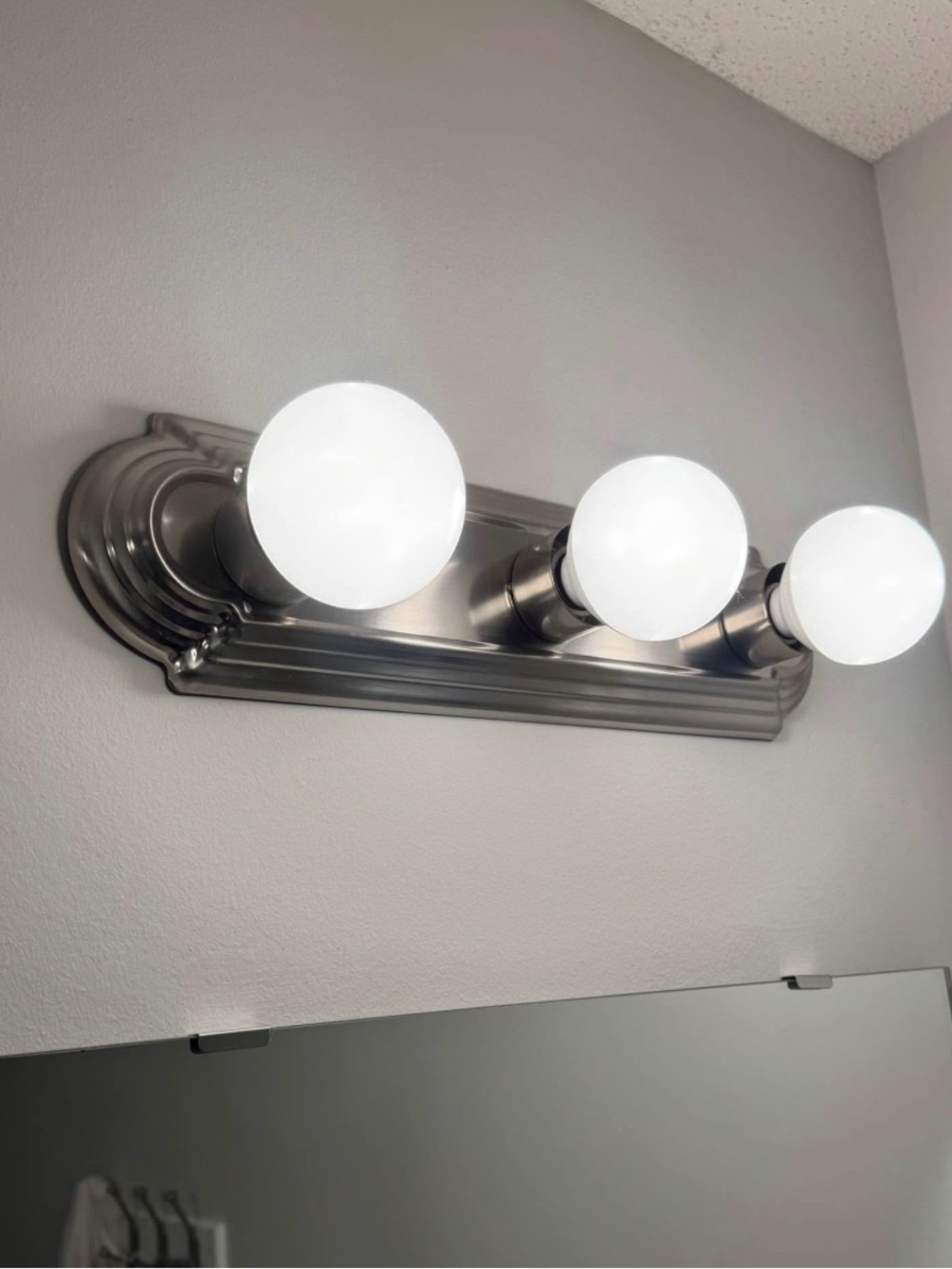 Brushed Nickel 3-Light Bathroom Vanity Light Set of 2!